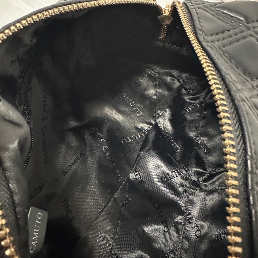 Vince Camuto Black Quilted Cosmetic Bag with Gold and Pearl Accents NWT - Picture 5 of 5